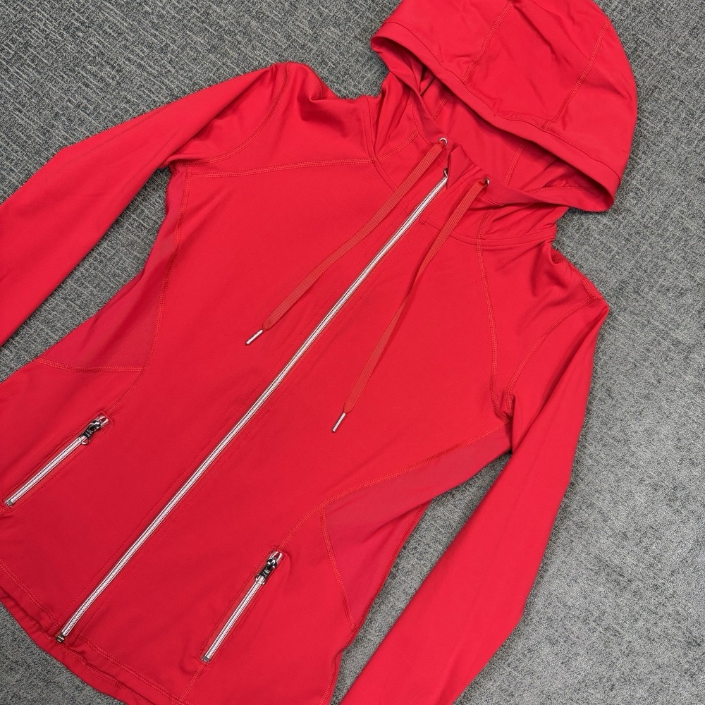 Vshred Weightless Jacket Women's M Red Full Zip Thumbholes Pockets Yoga Athletic